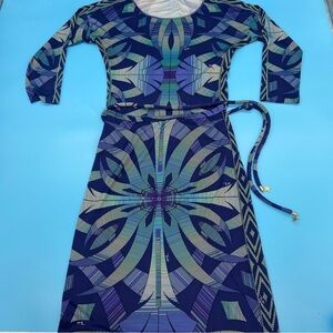 Vintage Emilio Pucci 2 Piece Skirt Set 100% Silk Geometric Pattern Multi Size 6